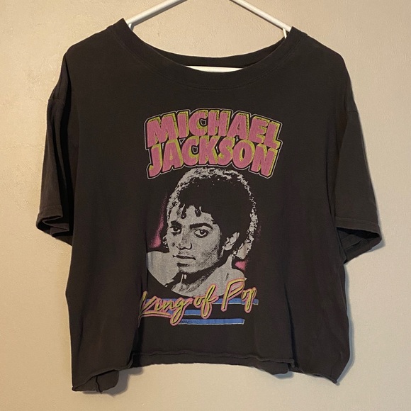 Michael Jackson Tops - Black Michael Jackson Graphic Crop Top